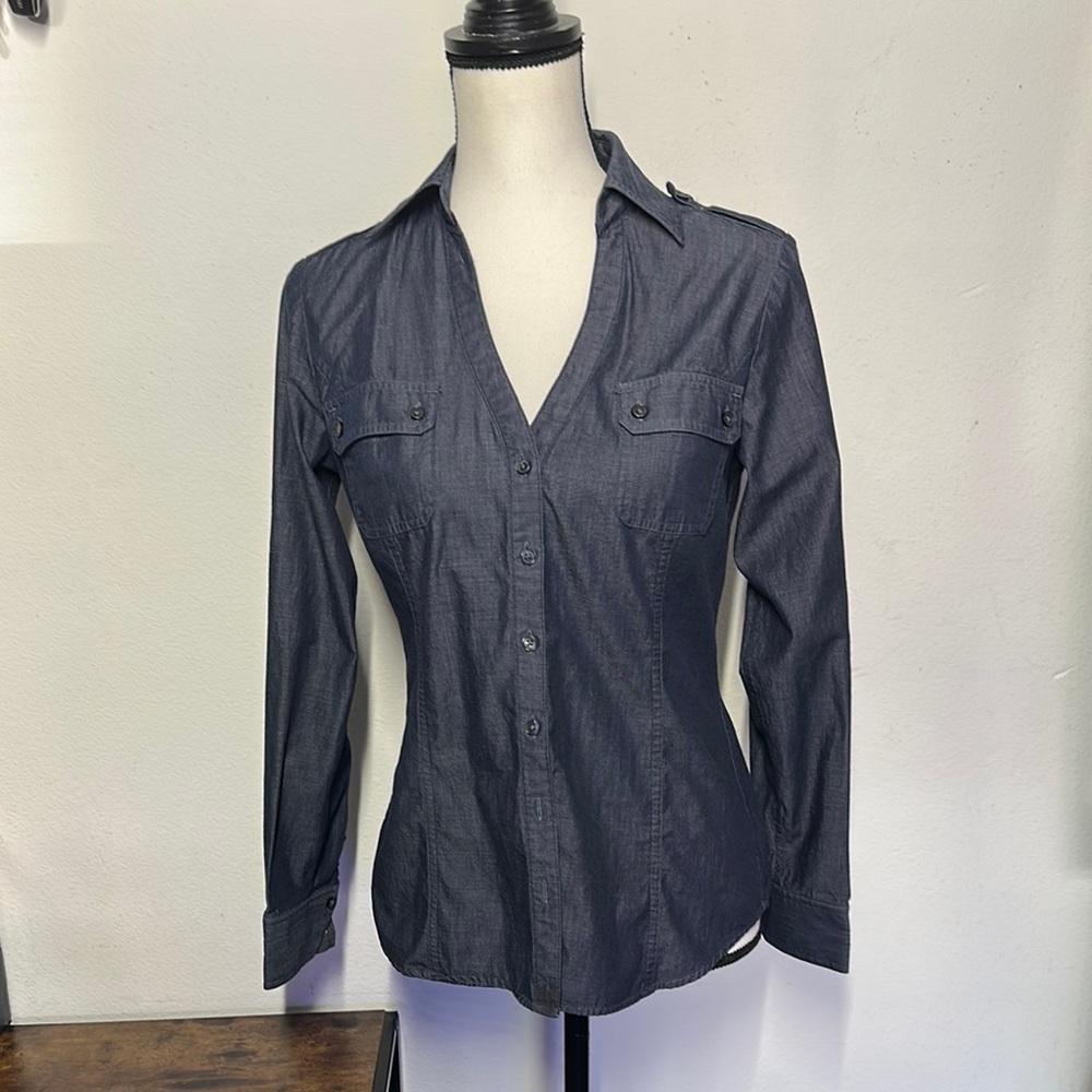 Express Dark Blue Button-Up Shirt